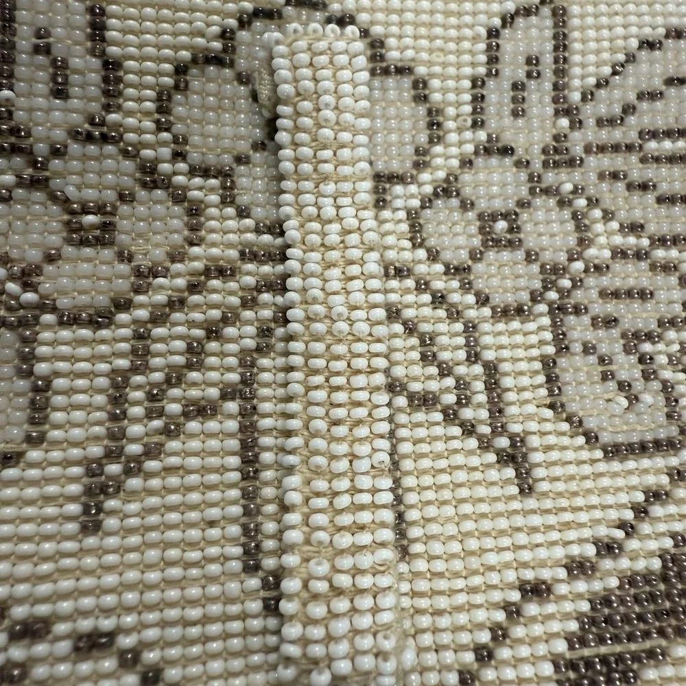 Antique Beaded Coin Purse Belt Purse Glass Beads Linen Lined‎ Czechoslovakia